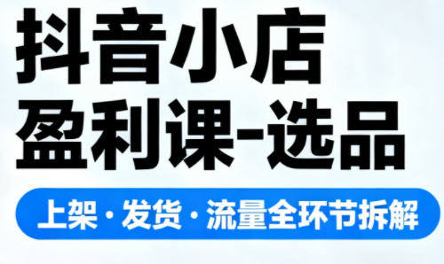 抖音小店盈利课-选品·上架·发货·流量全环节拆解跨境课程-外贸教程-精品网课-电商运营课库课堂